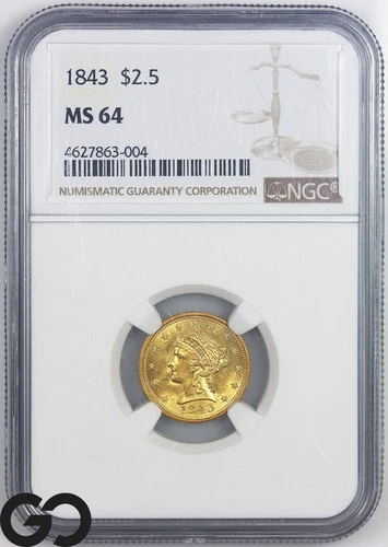 1843 Liberty Quarter Eagle — photo from the most recent tracked eBay sale