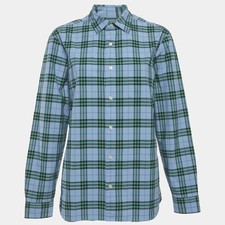 Burberry Blue Checks Cotton Long Sleeve Shirt M