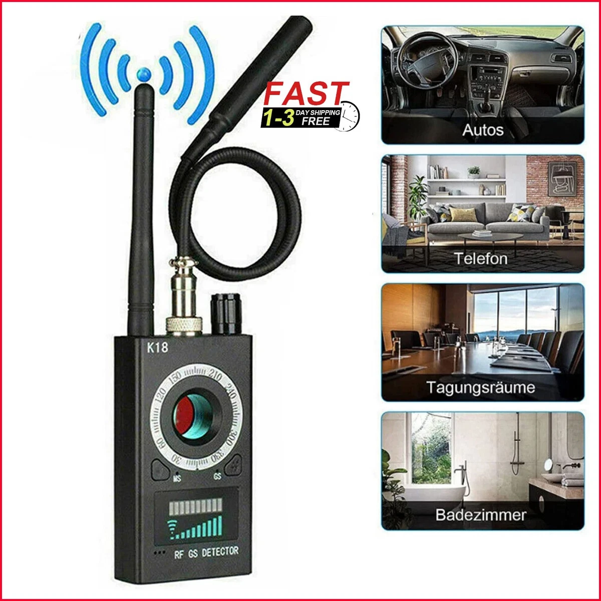 Kamera Aufspurgerat Wanzen Finder Detektor Rf Spy Bug Gsm Gps 1MHz