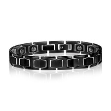 Polished Magnetic Link Tungsten Bracelet - Black Plated