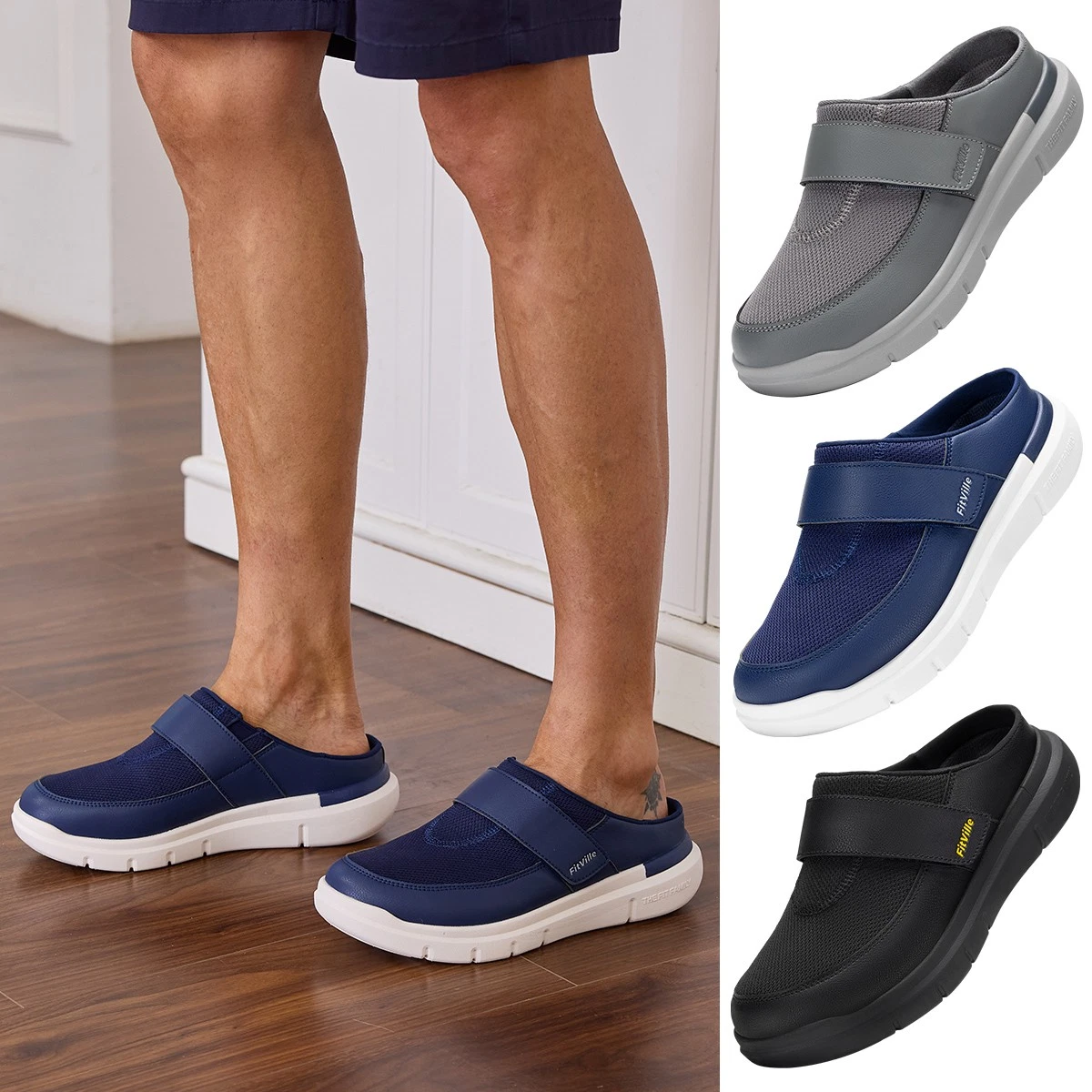 New Europedica Mesh Orthopedic Mule Unisex Slippers Black 42 S5 Mesh Upper Slippers for Men for sale | eBay main image 2