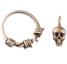 Ring 800 Silver pendant Martyr Barbed wire Bob Skull Soldier's amulet gift Set