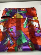 PABLO PICASSO Signature Artist Scarf Red Purple Sheer Long Rectangle 58 X 13inch