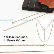 Men Womens Genuine 18K Rose Gold Filled 1.2mm Thin Round Box Chain Necklace F208