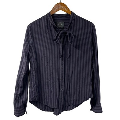 Rails Collette Top Charcoal Ink Blouse Shirt Long Sleeve Small