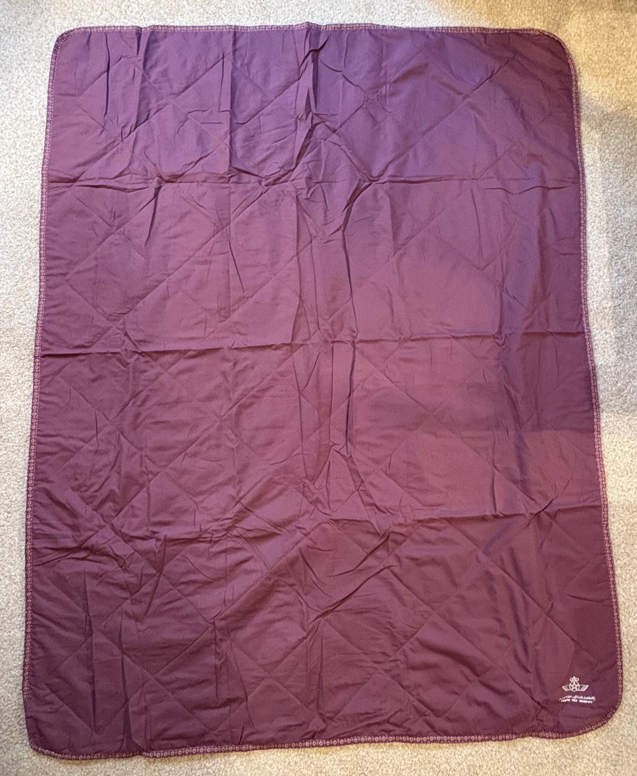 ROYAL AIR MAROC Business Class Airline Blanket by Bayart - Purple - 70 x 55"