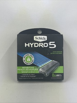 SCHICK Hydro Skin Comfort Sensitive 5 Blade Cartridges 8 Razor Refills Shaving 