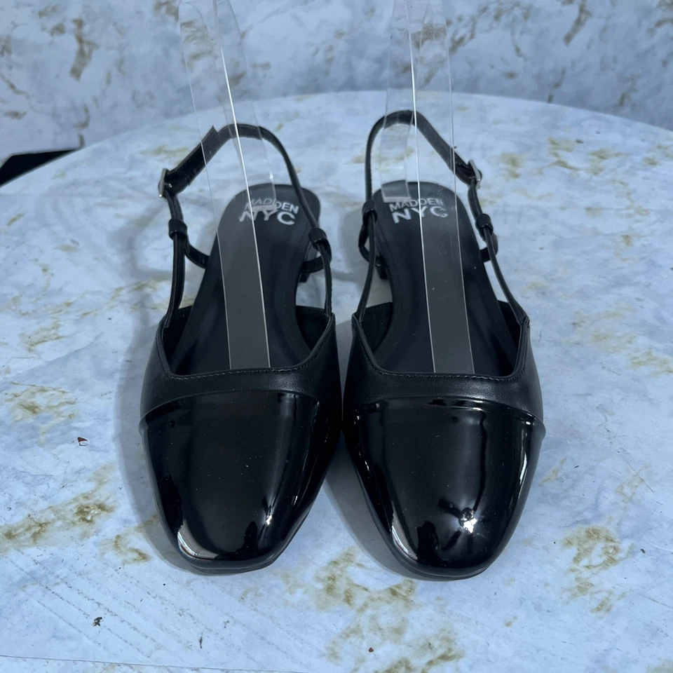 Sapatos femininos Madden NYC tamanho 7M preto conforto slingback carreira sapatilhas de balé - Imagem 3 de 4