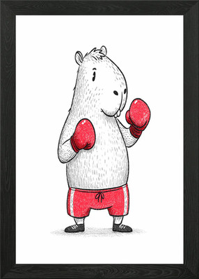 Cartoon Capybara Boxer Illustration gerahmtes Wandbild Poster Leinwanddruck Bild