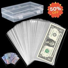 200 Pcs Dollar Bill Holder with Storage Case Plastic Paper Money Holders Currenc
