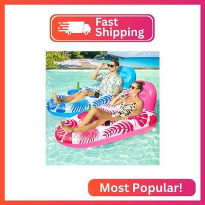 FindUWill Pool Floats Adult - 2 Pack Oversized Pool Chairs Tanning Pool Lounger,