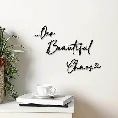 Unser schönes Chaos Schrift Schild Flur Haus Tür Wand Deko schwarz Aufkleber