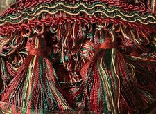 4 yds - Fleco Romance 3" Tassel Fringe Spain - Burgandy/Green - #3000