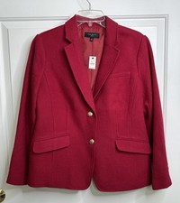 Talbots SHETLAND BLAZER Red Pink BICOLOR Womens 14P Petite HERRINGBONE Valentine