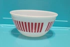 Vintage 8" Hazel Atlas White Milk Glass Mixing Bowl Red Stripe Nesting