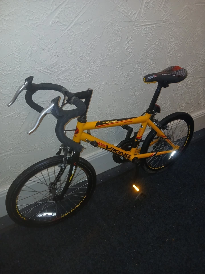 Bicicleta infantil Viking Jetstream Racer amarela rara bicicleta de corrida infantil - Imagem 4 de 4