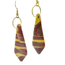 Handmade 3in Multicolor Diamond Shape Polymer Clay Dangle/ Drop Earrings