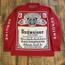 Vintage Budweiser Anheuser Busch Beer Knit Acrylic Men Large Sweater 1980's