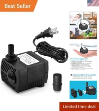 Ultra Quiet Mini Water Pump - 90 GPH Submersible Pump for Fountains & Aquariums