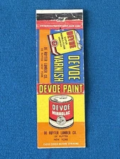 Devoe Paint De Ruyter Lumber New York Advertising VTG Matchbook Cover Lt#1416