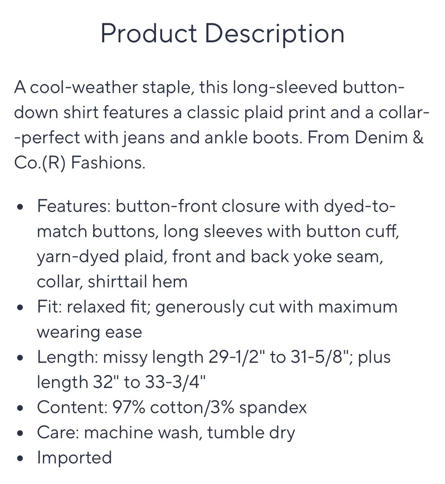 Denim & Co. Camisa a Cuadros Larga Slv Botón Cuello Frontal-Rojo Manzana-L-A296210 Foto 4 de 4