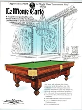 1960s Le Monte Carlo Pool Table Flyer Irving Kaye French Design