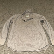 Abercrombie Fitch Sherpa Fleece Pullover Quilted Snap Neck Women s Medium Faux