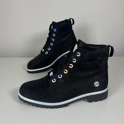 Timberland Slim Black Premium 6 Inch Stiefel schwarz schillernd Größe 8 UK Damen