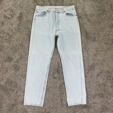 Vintage Levis 501XX Light Blue Wash Button Fly Jeans Mens 36x32 USA Made Casual