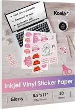 Printable Vinyl Sticker Paper 20 Sheets 8.5x11 Inch Glossy