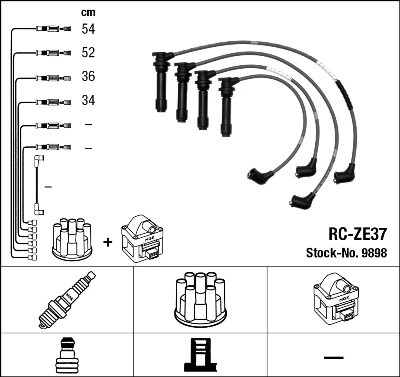 ZüNdkabelsatz NGK 9898 FüR OE 0000-18-137A - 501-18-140A - B6BF-18-T51-image