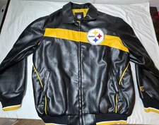Vintage G-III Carl & Banks Pittsburgh Steelers Leather Jacket Mens XL Black RARE