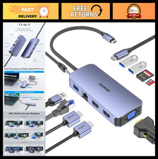 11-in-1 USB C Hub Docking Station, Triple Display, Dual HDMI, VGA, 3 USB 3.0, Et