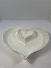 Bowl Chip & Dip Porcelain Heart 11.2” Appetizer / Relish Brandani