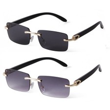 Fashion Rectangle Rimless Sunglasses for Men Women Frameless Tinted Lens Sun ...