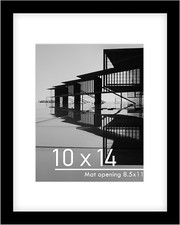 10X14 Picture Frame Black, Display Pictures 8 X 12 with Mat or 10 X 14 without M