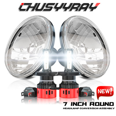 LX-LIGHT 7-Inch LED Headlight Pair – Halo Angel Eyes For 1950-1957 Chevrolet Bel Air (Black Housing, 7600 Lumen)