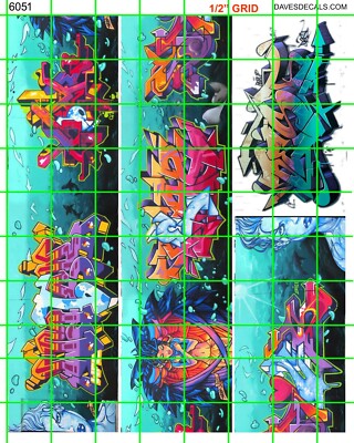 6051 DAVE'S DECAL LG COOL URBAN WALL WALL GRAFFITI 3 pieces to make one long one
