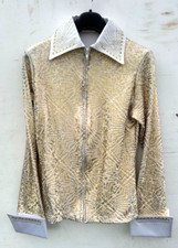 NEW Western Horse Show Shirt Gold Horsemanship Pleasure Showmanship Womens Med