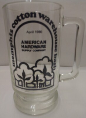 Memphis Cotton Warehouse Bash April 1980 Beer Mug Clear American Hardware Co
