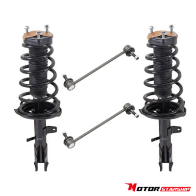 Set(4) Rear Struts w/Spring Sway Bar Links for 04-07 Toyota Highlander RX330 AWD