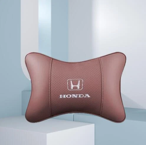 2Pcs Car Neck Pillow Breathable Soft Rest Cushion For Honda Seat Headrest Brown - Picture 1 of 7