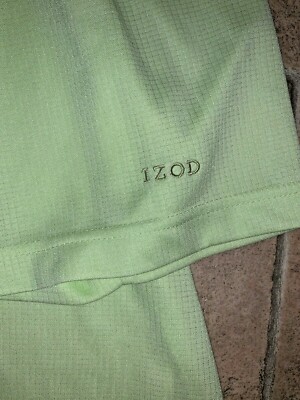 IZOD Golf Shirt Key Lime Green Pique Polo Golfers Dream Ribbed Mens Sz LARGE  