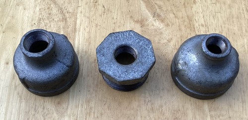 Lot of 3 Galvanized Pipe Bushings New Old Stock 2”