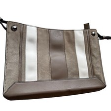 Rag  Bone Compass Crossbody Purse Leather Suede Beige White Sm