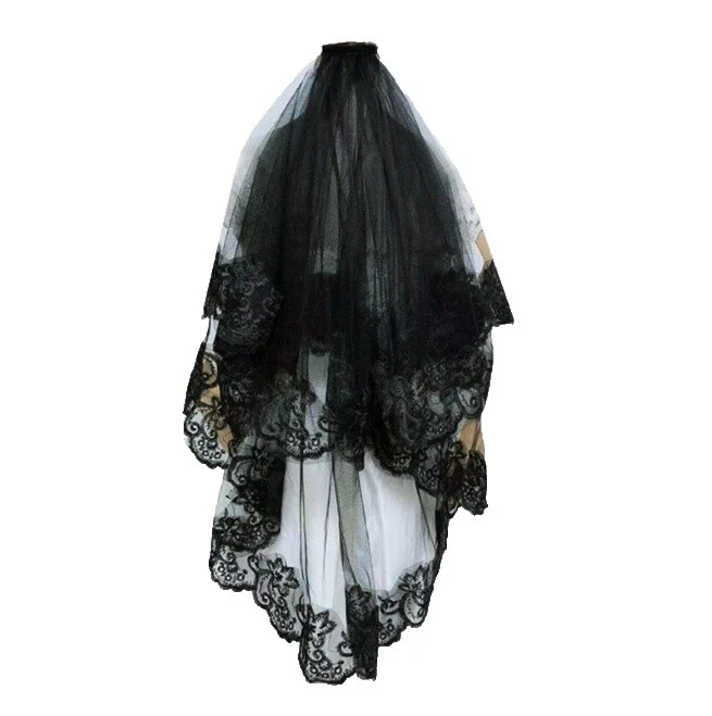 Cotton Blend Black Veils