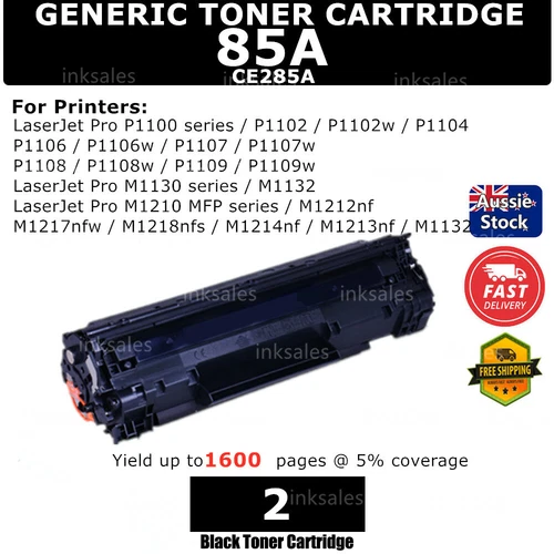 2x Generic Toner CE285A 85A For HP LaserJet P1102w P1108w M1213nf M1218nfs MFP - Picture 1 of 2