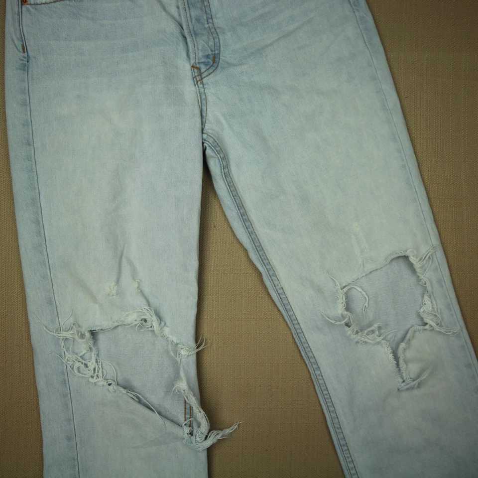 Pantalones de mezclilla para mujer Comune Aberdeen Thrift calce recto talla 27 botones mosca desgastados Foto 2 de 4