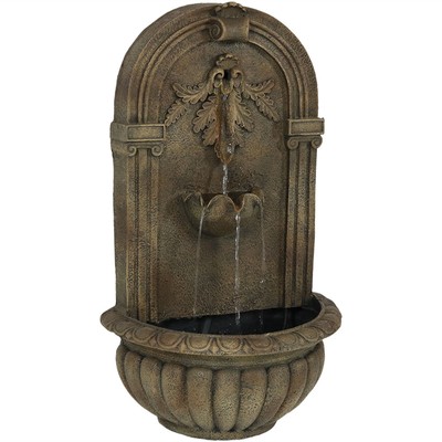 Florence Polystone Outdoor Wall Fountain - Florentine Stone by Sunnydaze