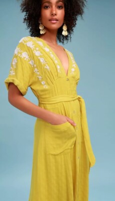 real love embroidered dress yellow Sea | Liat S/S Dress
